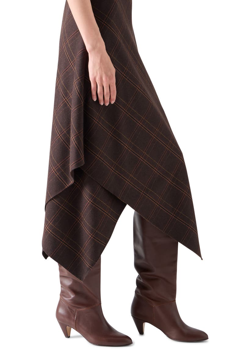 Blanket Check Sleeveless Midi Dress, Alternate, color, ESPRESSO-CARAMEL