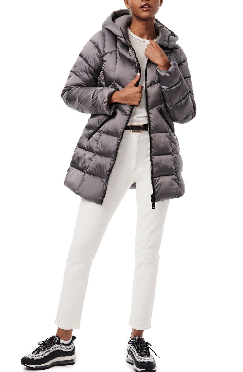 Bernardo Metallic Hooded Walker Coat, Alternate, color, Metallic Grey