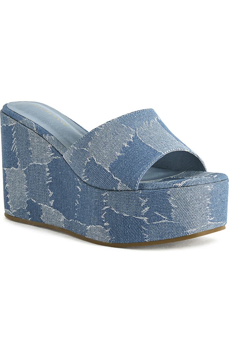 AZALEA WANG Banas Denim Wedge Sandal, Main, color,