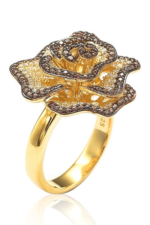 Flower Pavé Cubic Zirconia Ring