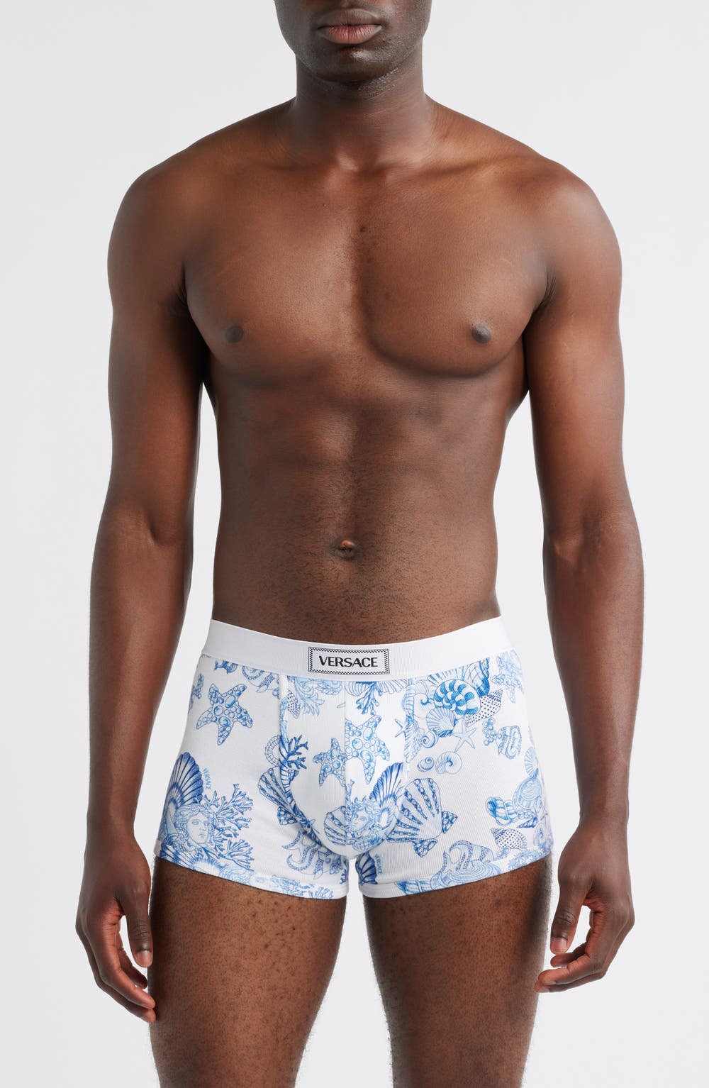 '90s Logo Stretcg Cotton Rib Boxer Briefs, color, WHITE BRIGHT DV BLUE