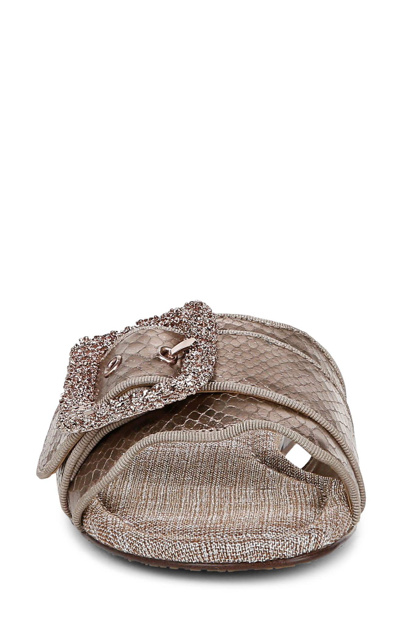 Sam Edelman Bambi Raffia Buckle Slide Sandal, Alternate, color, Pewter