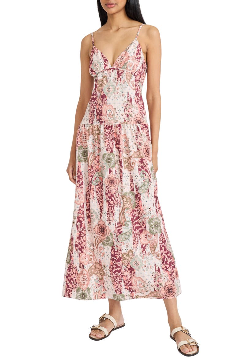 Paisley Print Maxi Dress, Main, color, BEIGE/ PEACH FUZZ