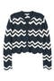 selected Navy And Ivory Wavy Stripe