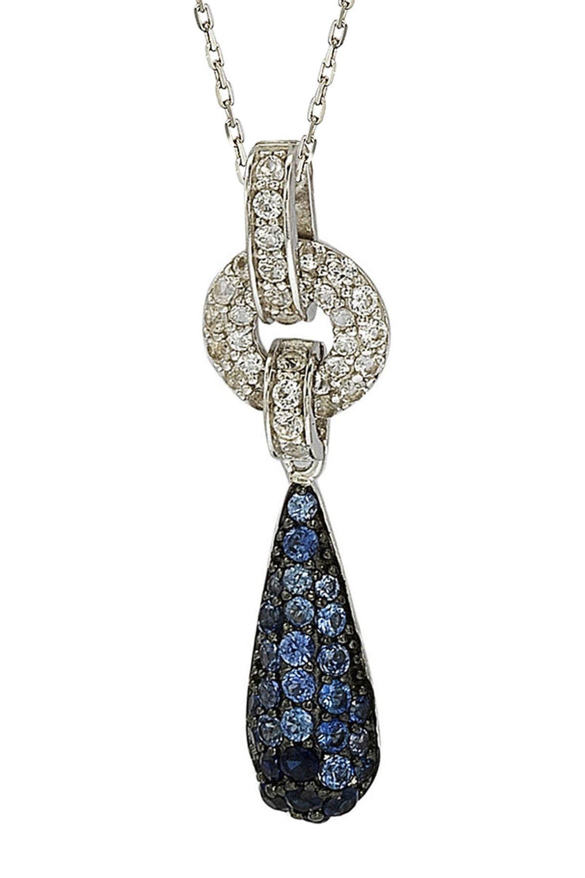 SUZY LEVIAN Sterling Silver Blue Sapphire, Created White Sapphire & Brown Diamond Pendant Necklace - 0.02 ctw