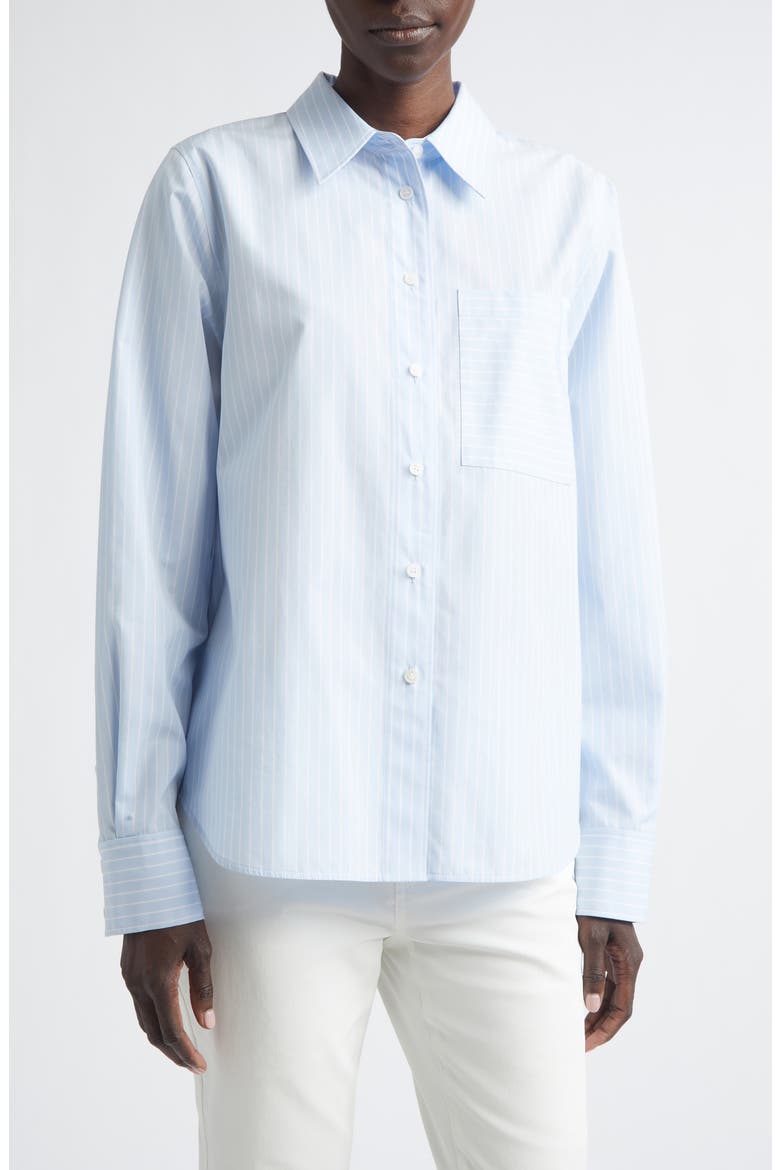 Stripe Oversize Cotton Poplin Button-Up Shirt, Main, color, OXFORD BLUE MULTI