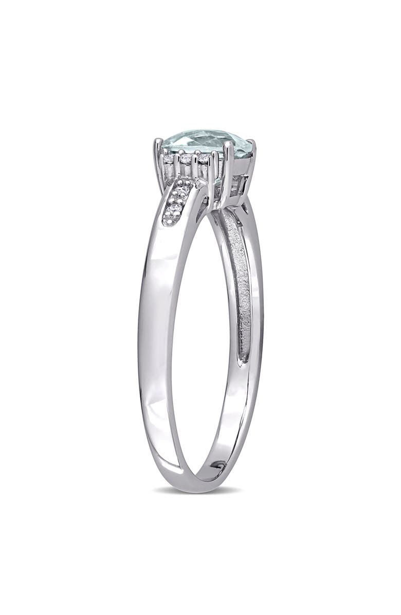 DELMAR 10K White Gold Cushion Cut Aquamarine Diamond Ring, Alternate, color, 