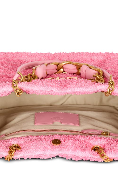Balmain 1945 Soft Tote In Tweed-effect Raffia In Pink