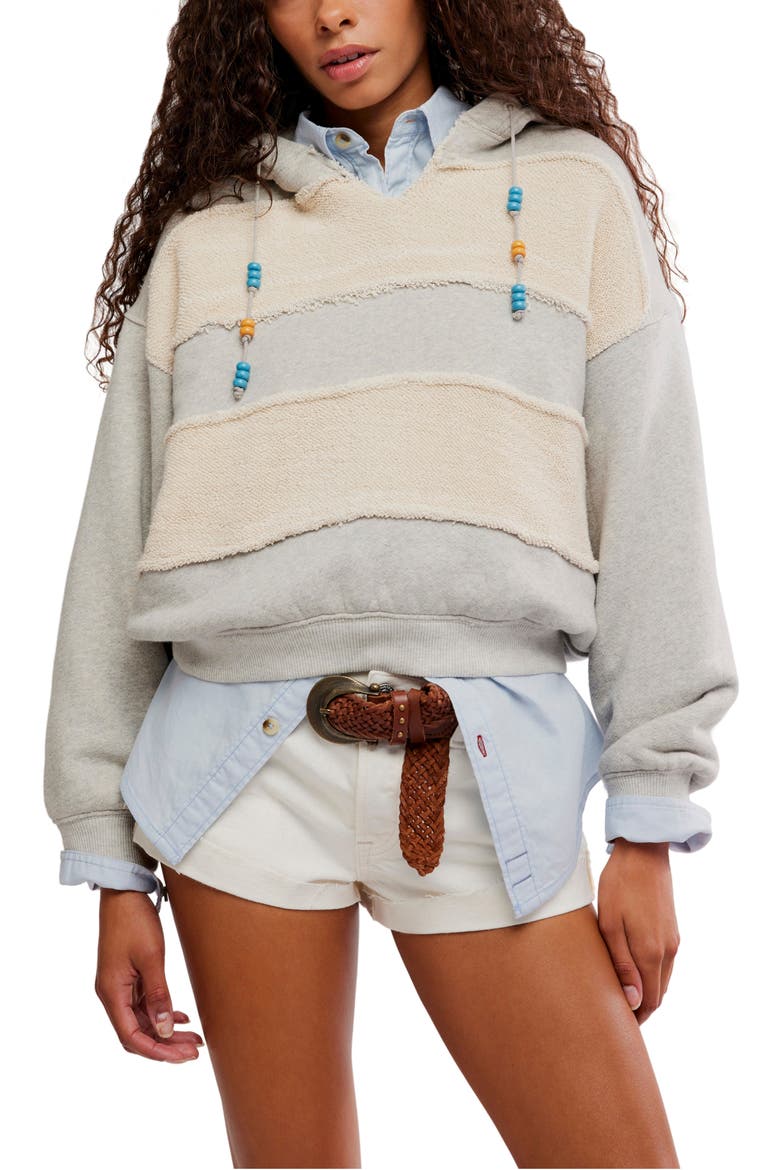 Camp Crush Crop Cotton Blend Hoodie, Main, color, HEATHER GREY