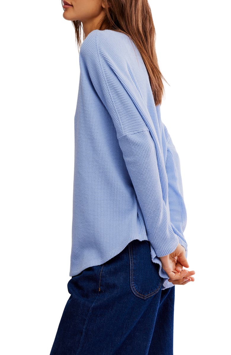 Free People Latte Blue Oversize Thermal Top, Alternate, color, Dawn Breeze