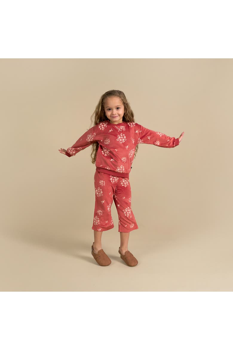 Fleece Pajama Top & Pant Set, Alternate, color, Red Floral