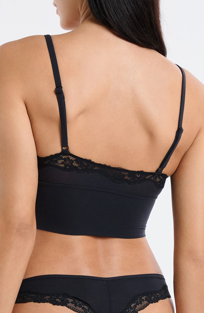 Etam Lace Trim Triangle Longline Bralette, Alternate, color, Black