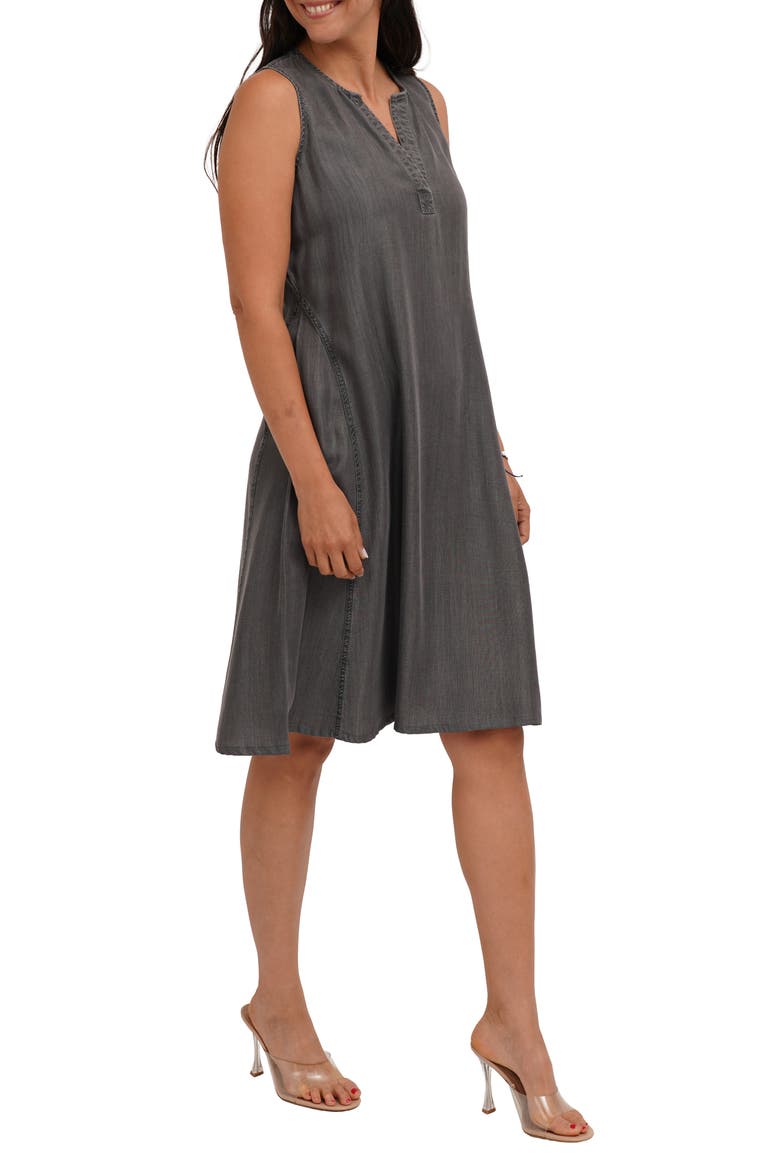 Sleeveless Denim Trapeze Dress, Alternate, color, MEDIUM GREY DENIM