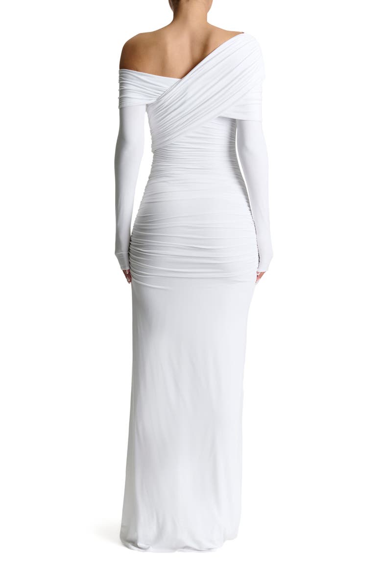 Smooth Off the Shoulder Long Sleeve Maxi Dress, Alternate, color, WHITE