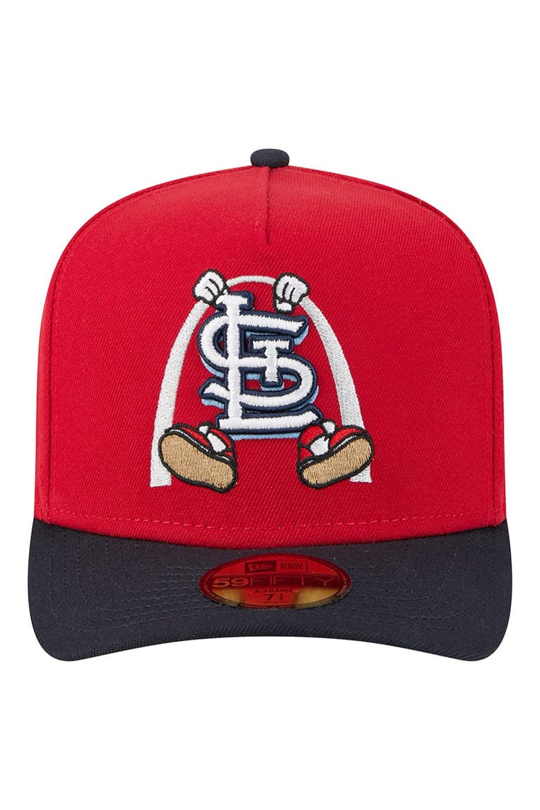 Men's New Era Red/Navy St. Louis Cardinals Cartoon A-Frame 59FIFTY Fitted Hat, Alternate, color, Red