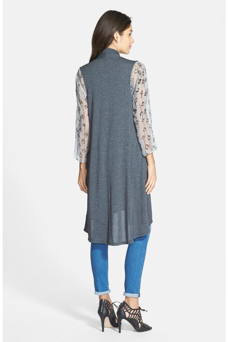 Long Open Front Vest, Alternate, color, CHARCOAL