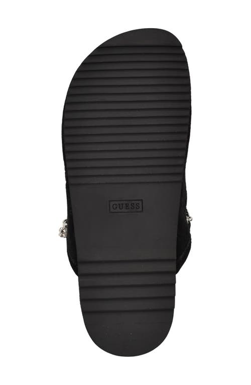 Guess Gavyn Logo Embossed Faux Fur Clog In Black