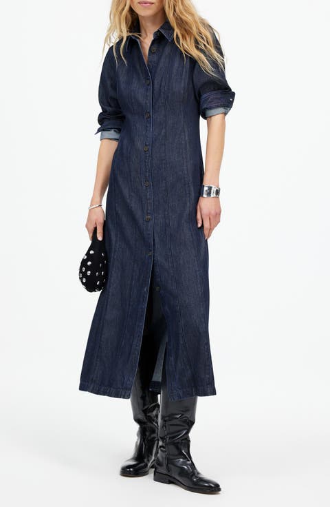 Seamed Midi Shirtdress