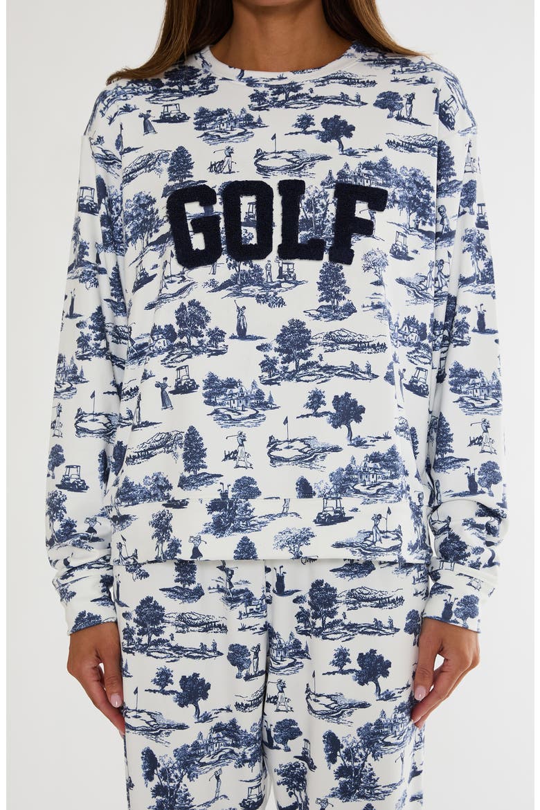 Cassia Print Lounge Sweatshirt, Alternate, color, EVENING GOLF TOILE