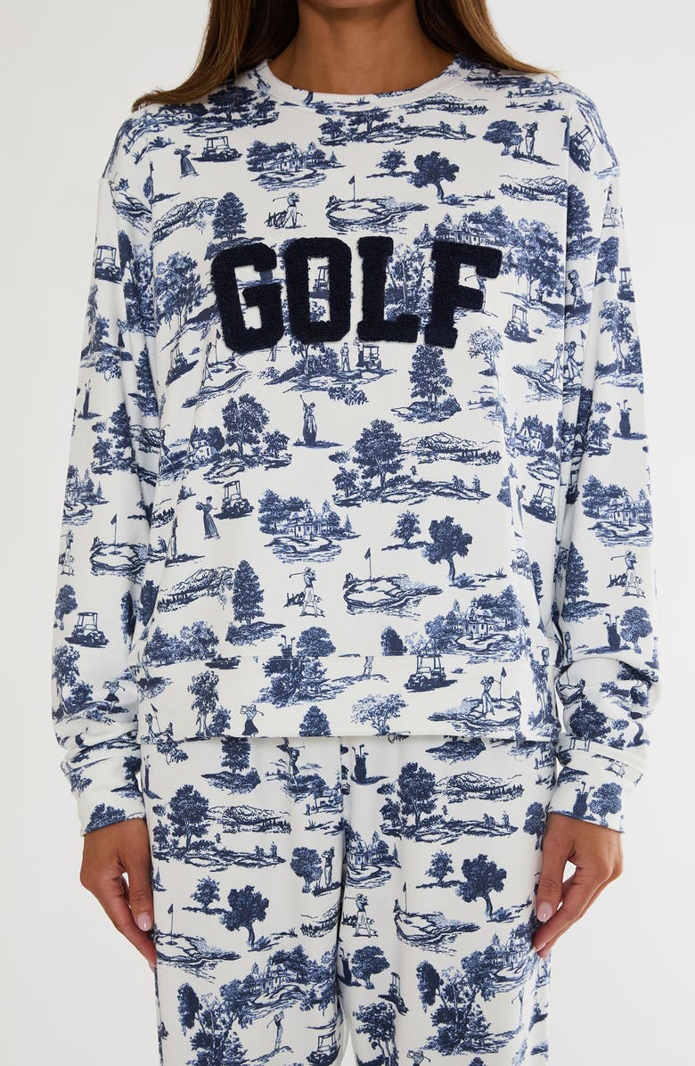 Beach Riot Cassia Print Lounge Sweatshirt, Alternate, color, Evening Golf Toile