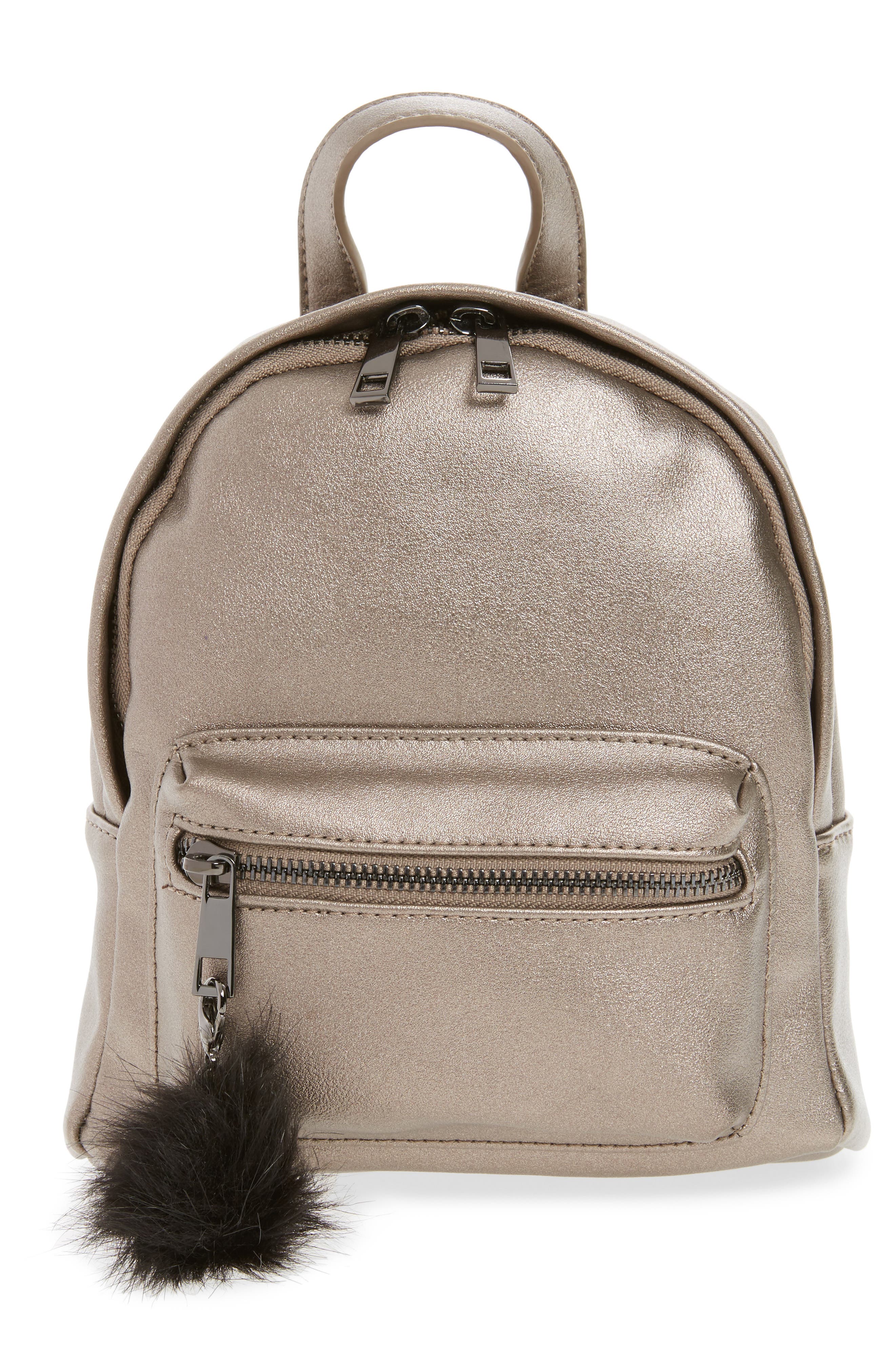 Faux Leather Mini Backpack, Main, color, PEWTER