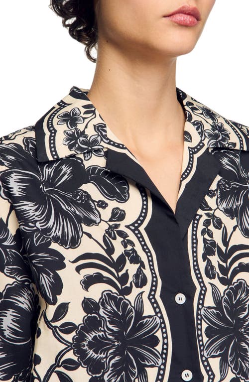 Sandro Perrine Button-front Shirt In Ecru/black