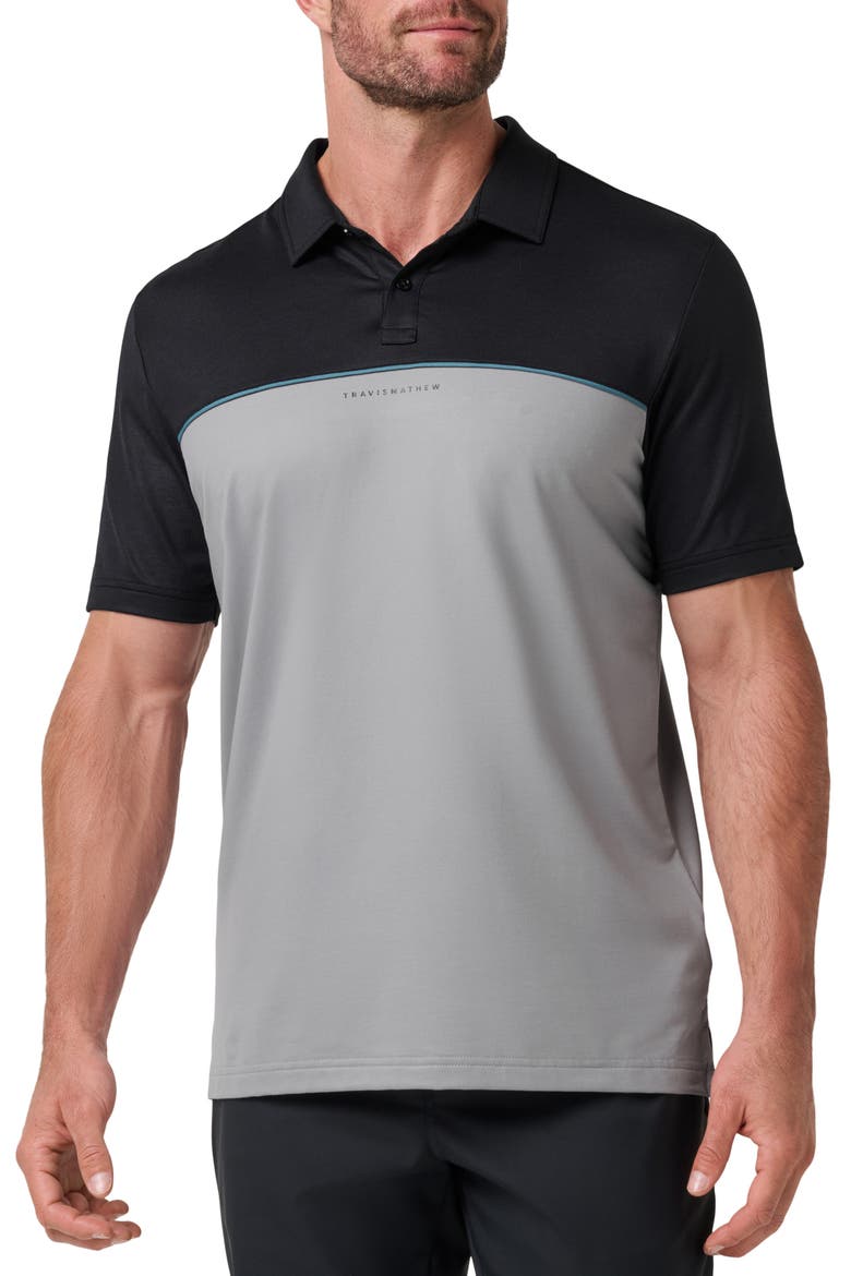 Featherweight Colorblocked Performance Polo, Main, color, BLACK