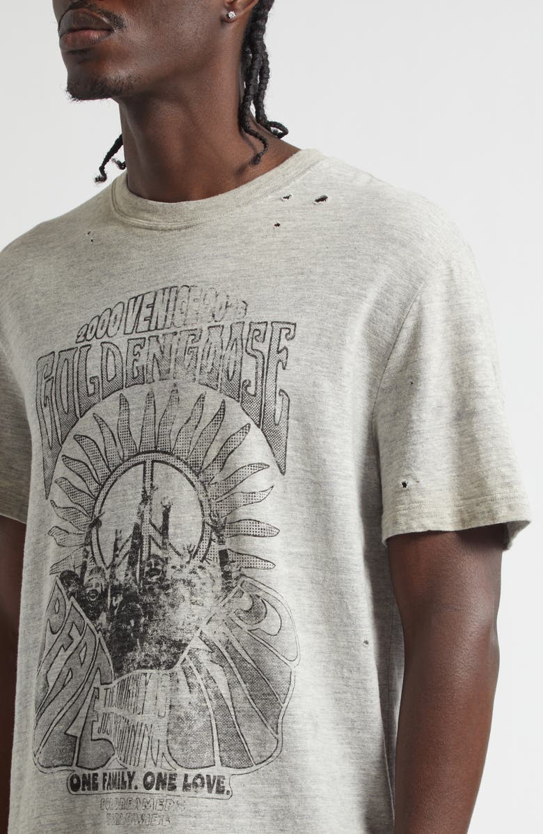 Golden Goose Journey Regular Fit Distressed Graphic T-Shirt, Alternate, color, Grey Melange
