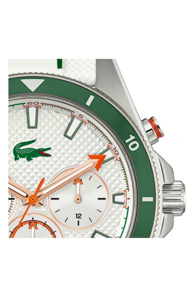Lacoste Mainsail Chronograph Silicone Strap Watch, 43mm, Alternate, color, White
