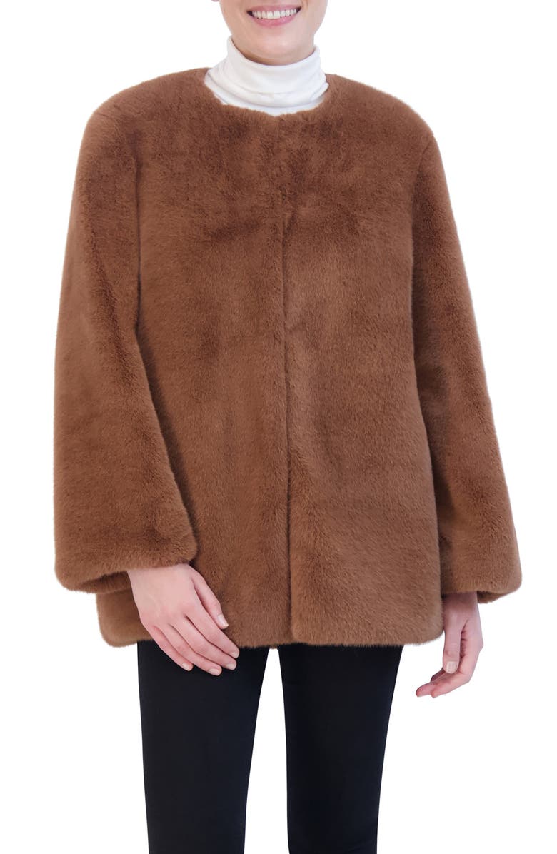 Rebecca Minkoff Roxanne Collarless Faux Fur Jacket, Main, color,