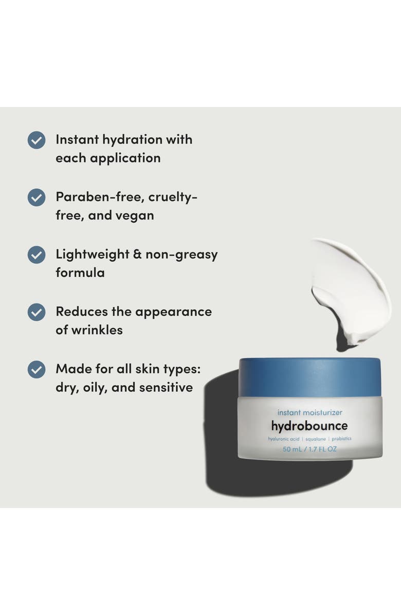 HIMS & HERS Hydrobounce Instant Moisturizer Lightweight, Smoothing, Squalane & Hyaluronic Acid Cream with Probiotics, Alternate, color, Blue