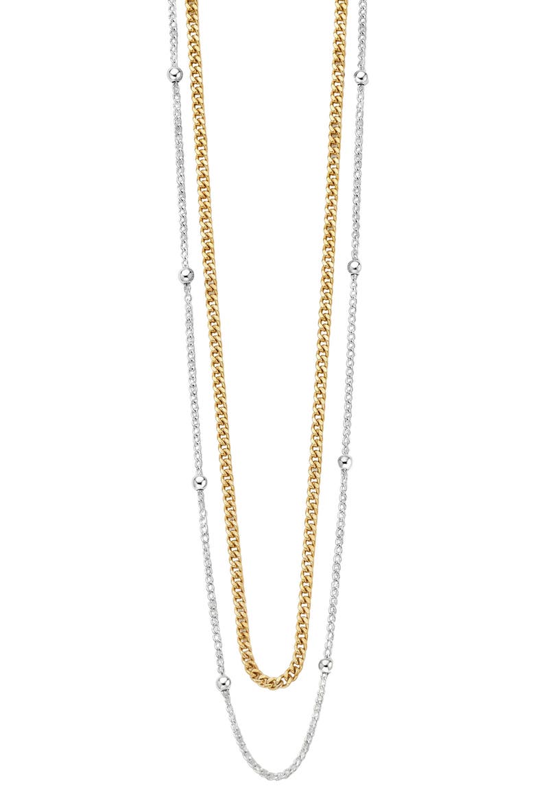 Two-Strand Layered Necklace, Main, color, GOLD/ SILVER