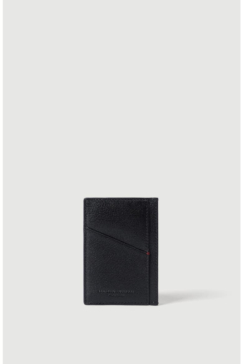 Brushed leather card holder, Alternate, color, Black