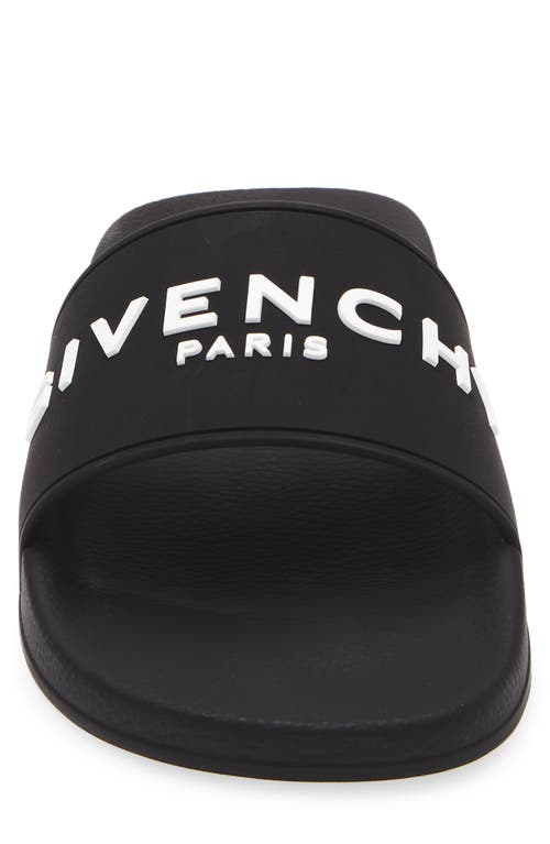 Givenchy Black Flat Slides With Logo In Polyurethane Man