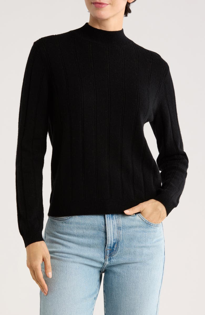 Bruno Magli Wide Rib Wool & Cashmere Sweater, Main, color, Black