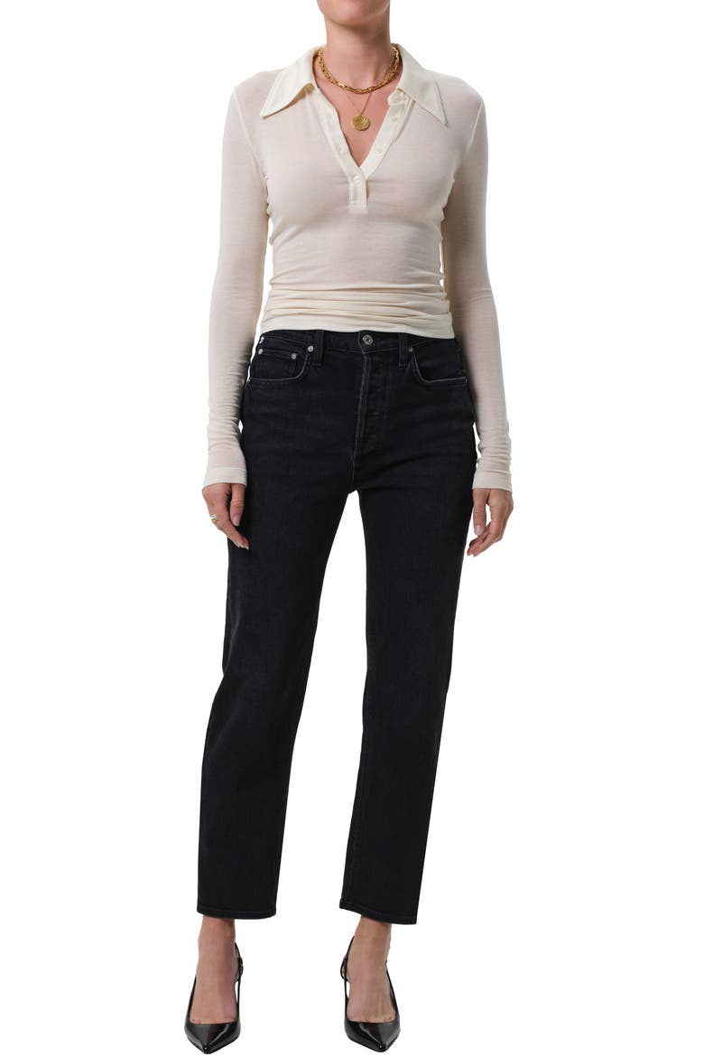 Delfina High Waist Straight Leg Jeans, Alternate, color, WILLOW BLACK