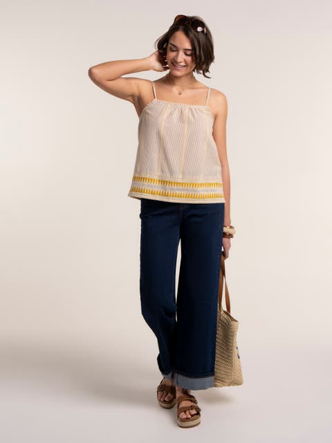 Square Neck Striped Camisole Top