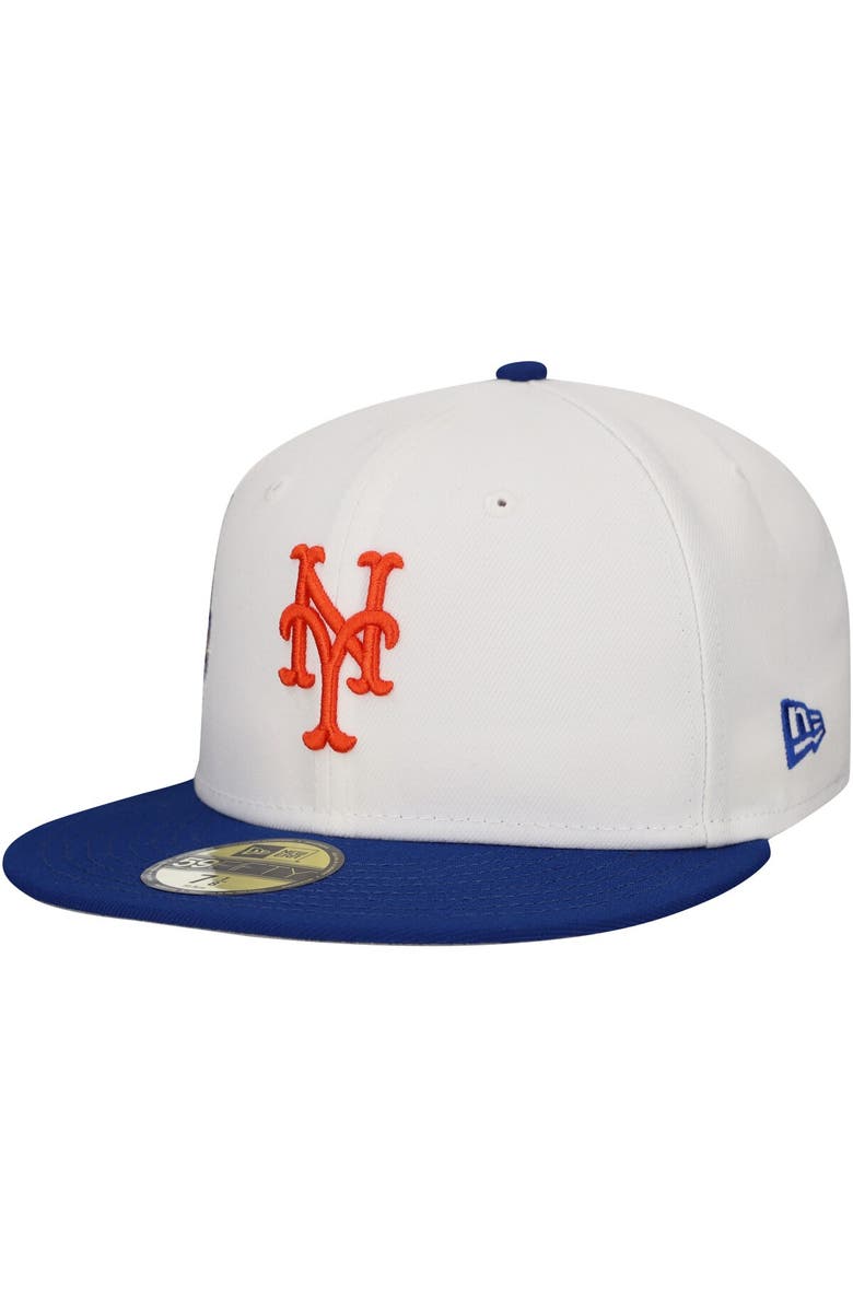 New Era Men's New Era White/Royal New York Mets Major Sidepatch 59FIFTY Fitted Hat, Alternate, color, White