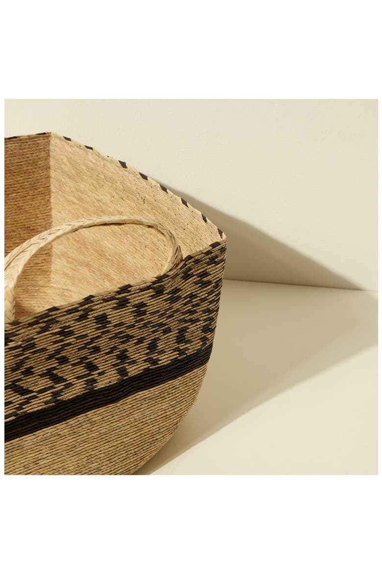 x Makaua Revistero Pinto Woven Basket, Alternate, color, BLACK / NATURAL