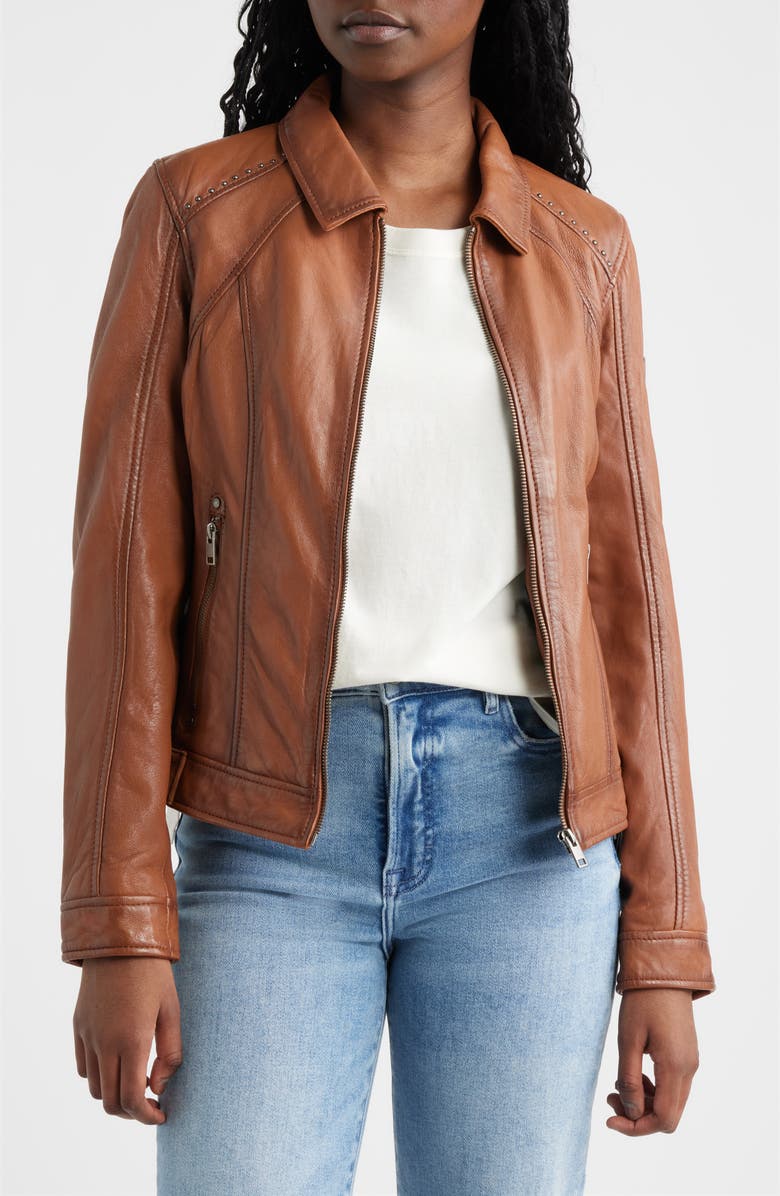 MAURITIUS Sunny 2 Leather Jacket, Alternate, color, Cognac