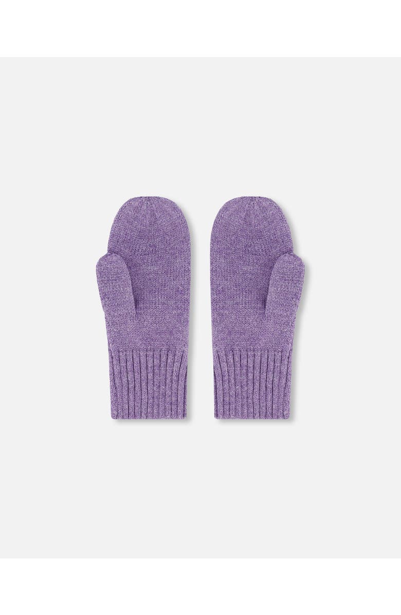 Deux par Deux Girl Soft Ribbed Knit Mittens, Alternate, color, Lavender