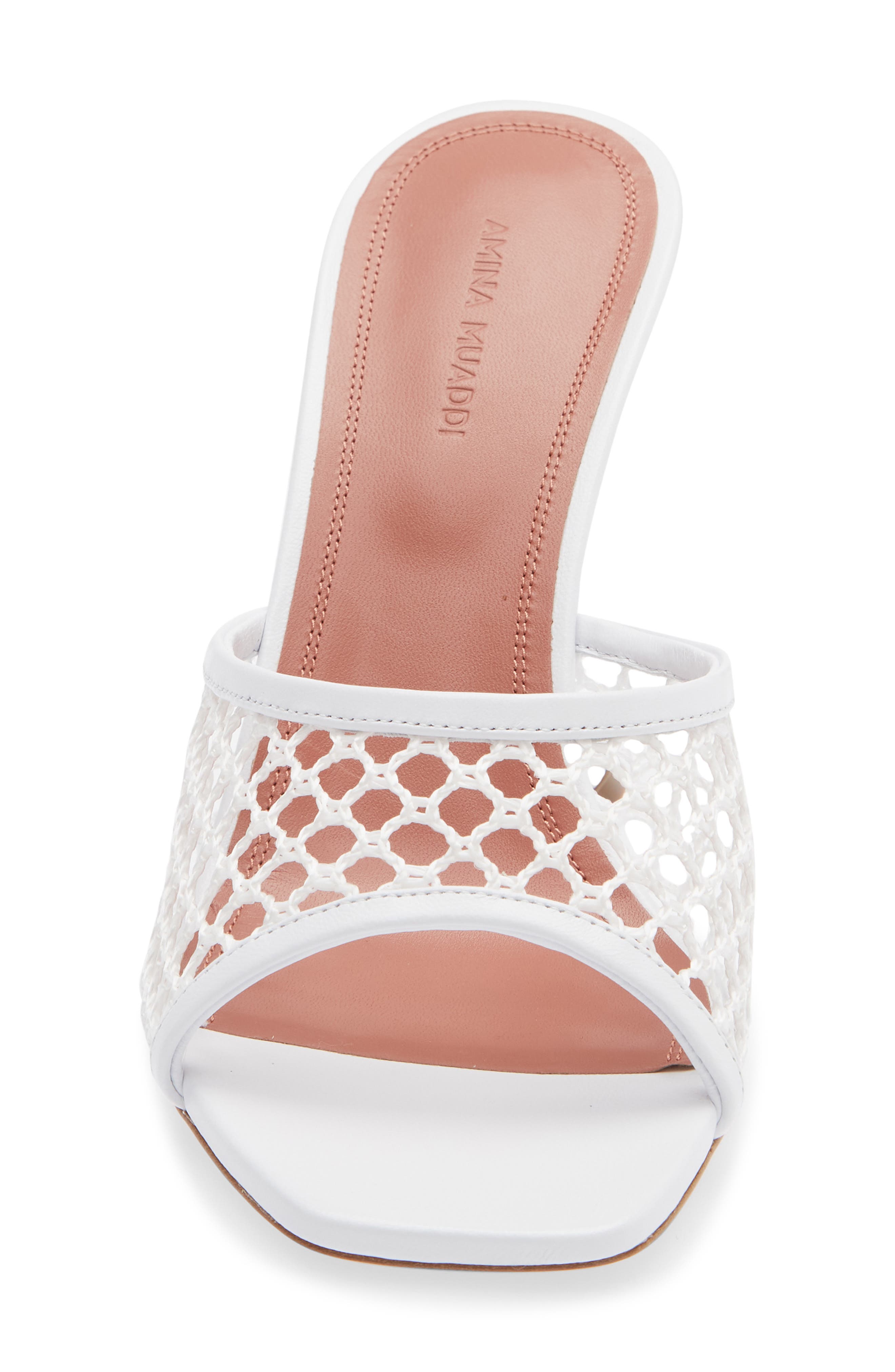 Amina Muaddi Lupita Net Slide Sandal, Alternate, color, White Net White Nappa