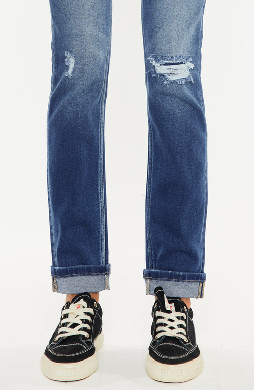 Kancan Eternity Mid Rise Slim Straight Leg Jeans In Blue