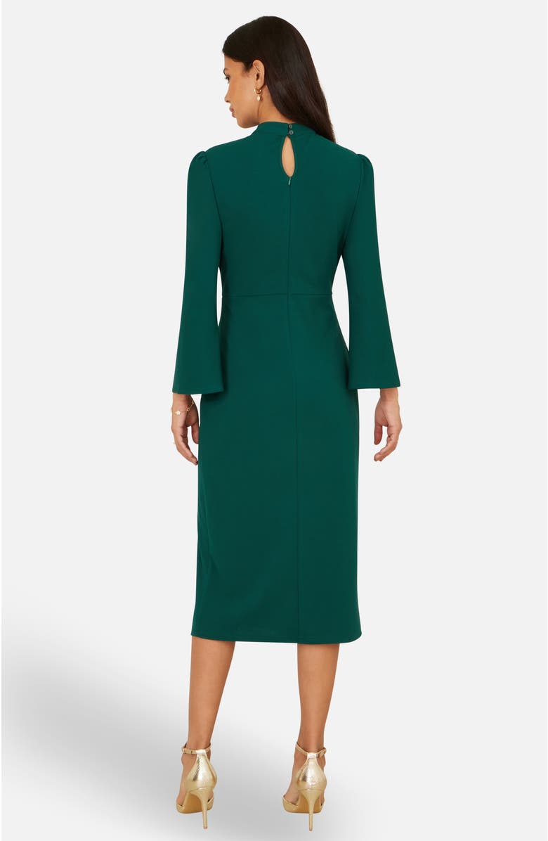 Yumi Mock Neck Keyhole Tailored Midi Dress, Alternate, color, Green