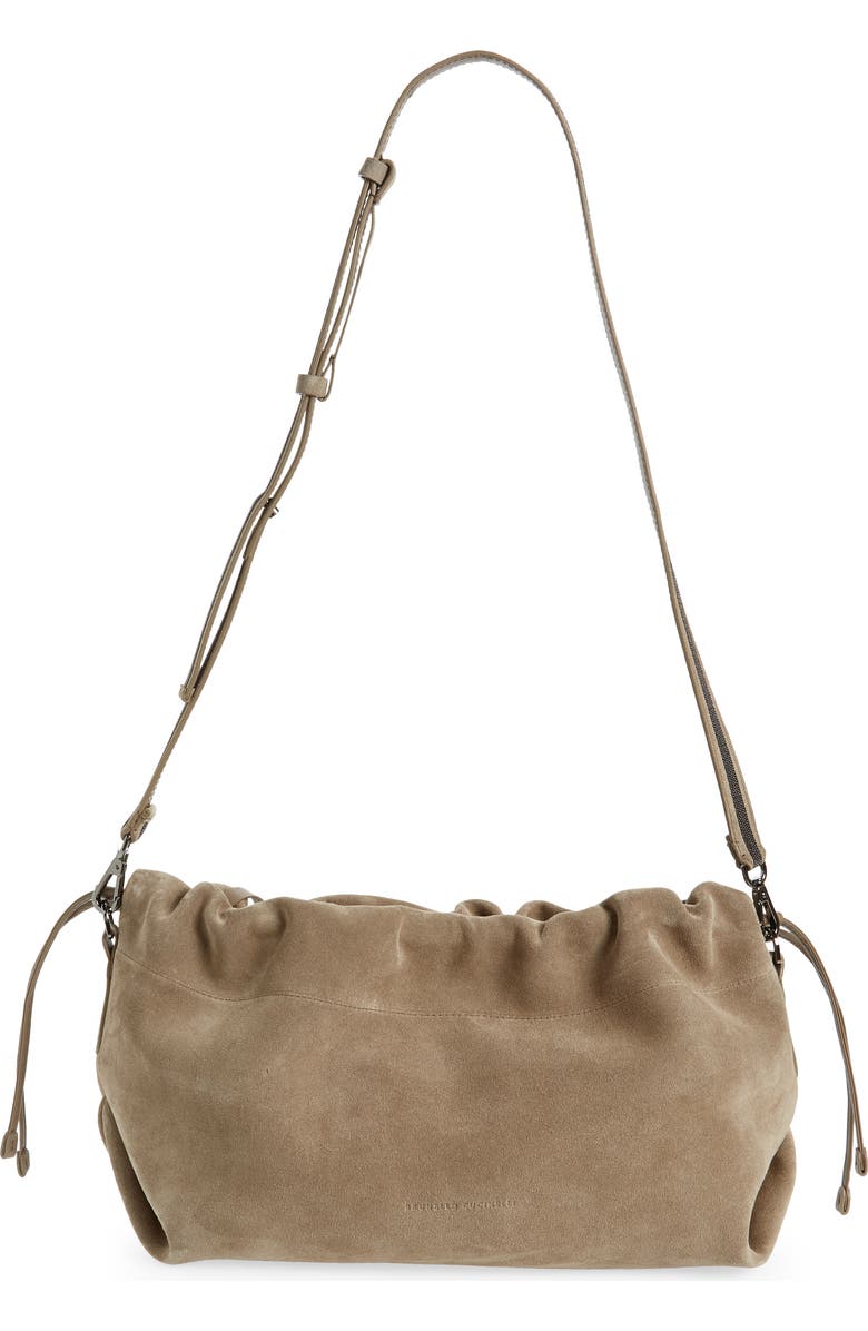 Brunello Cucinelli Suede Drawstring Shoulder Bag, Main, color,
