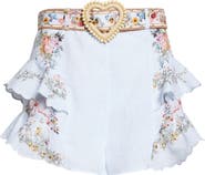 Camilla Frilled Belted Linen Shorts
