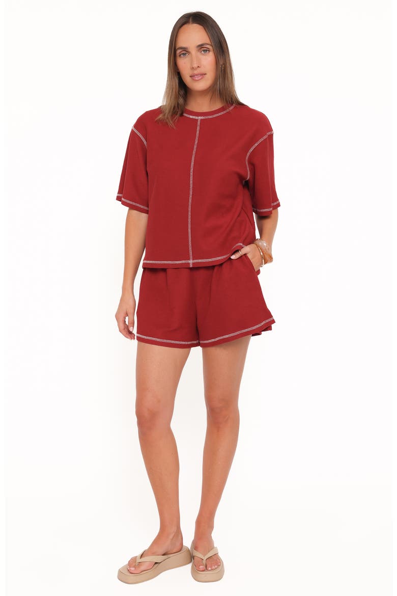 Melody Knit T-Shirt & Shorts Set, Alternate, color, BURGUNDY
