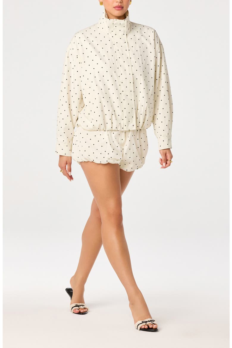 Swoosie Pin Dot Bubble Shorts, Alternate, color, IVORY/ BLACK POLKADOT