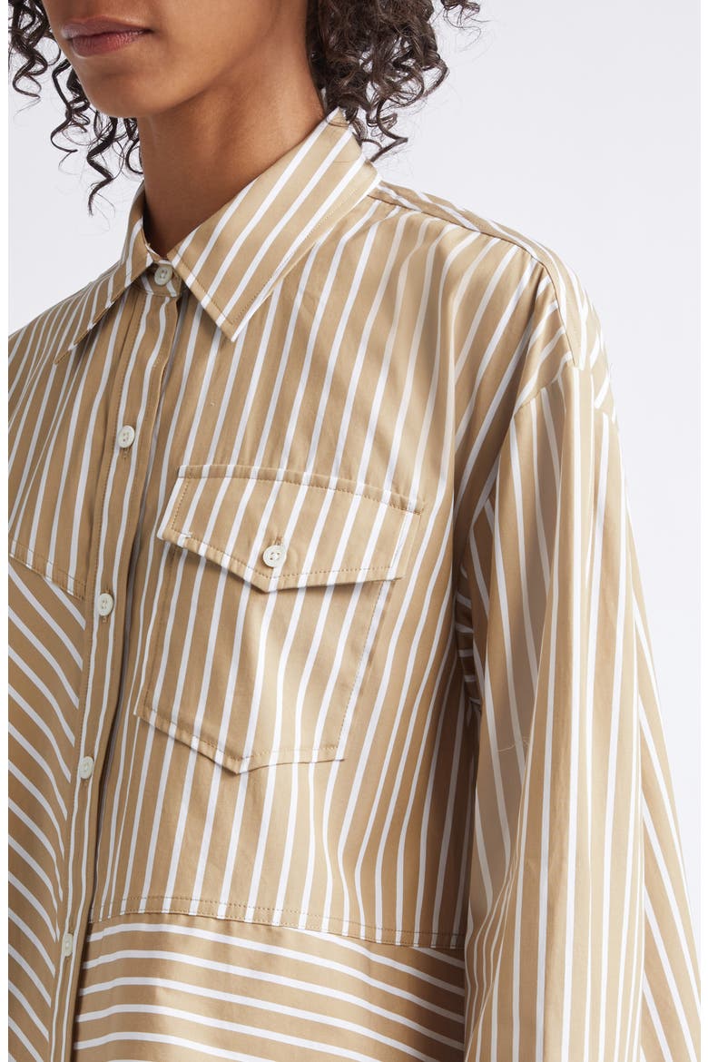 Stripe Asymmetric Shirt, Alternate, color, KHAKI MULTI
