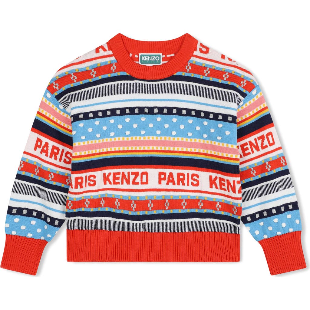 KENZO Kids' Stripe Crewneck Sweater in Ivory